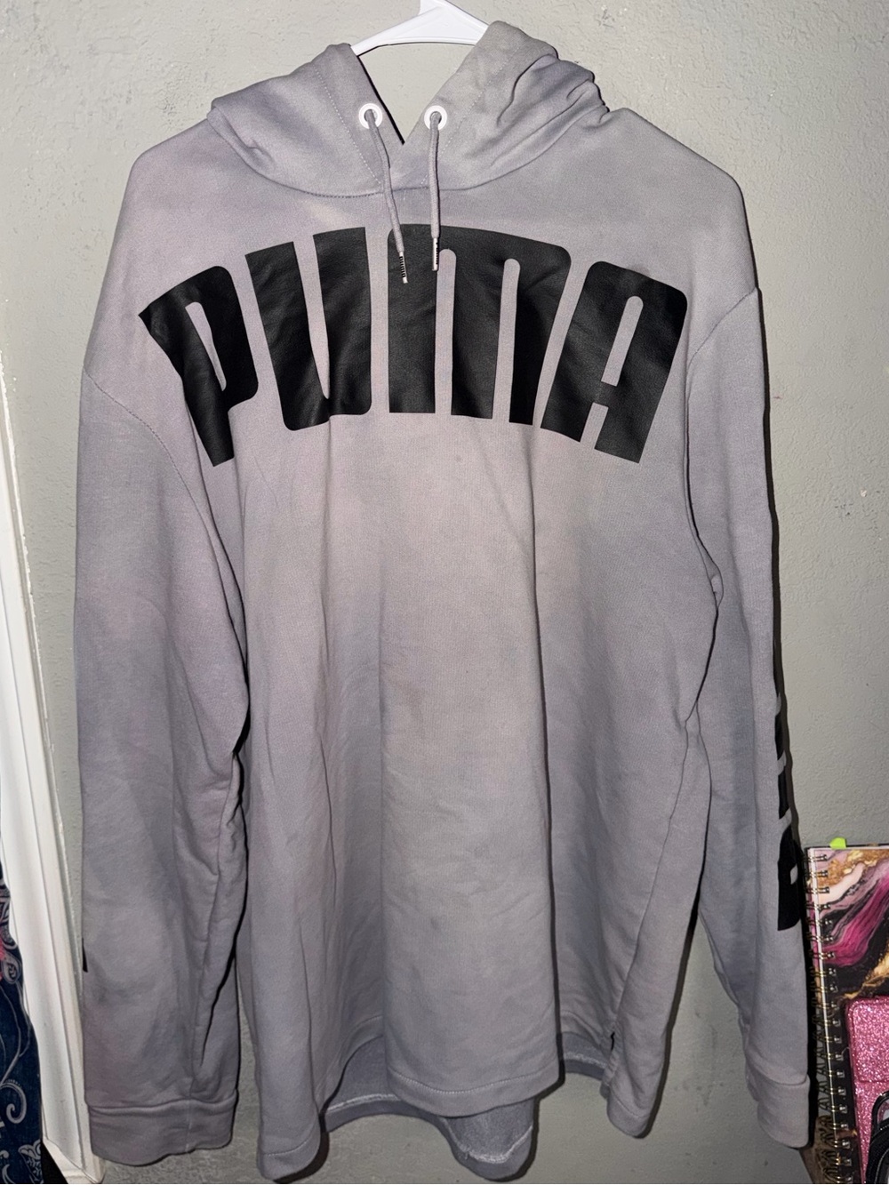 Puma Light Gray Hoodie with Black Logo
